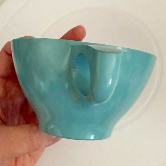 Vintage Boontonware Teal Tea Cup and Saucer Set Mid Century Modern Melamine USA - Picture 8 of 14
